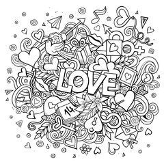 Cartoon vector hand drawn Doodle Love illustration