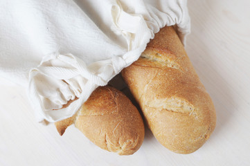 Homemade bread in a bag for storage