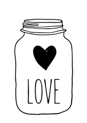 Illustration of hand drawn doodle jar isolated on white background