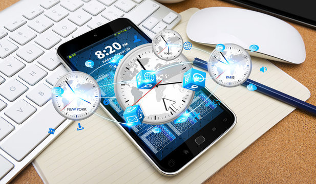 Modern mobile phone with clock icon