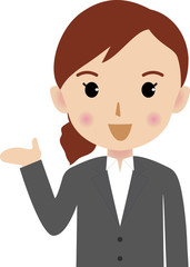 ビジネス 女性 何かを示す イラストレーション