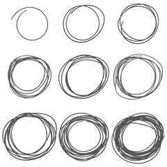 Set of Hand Drawn Scribble Circles, vector design elements