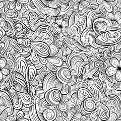 Fototapeta premium Vintage line art abstract nature ornamental seamless pattern