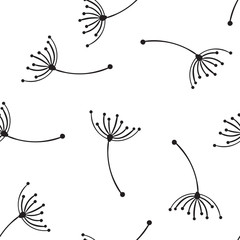 Seamless vector pattern. Flying of dandelion seeds