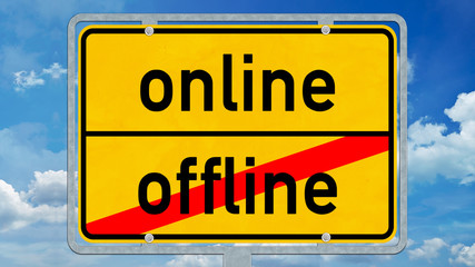 osg8 OrtsSchildGrafik osg - Ortsschild mit der Aufschrift online und offline - 16zu9 g4527