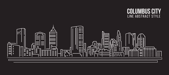 Fotobehang Cityscape Building Line art Vector Illustration design - Columbus city © ananaline