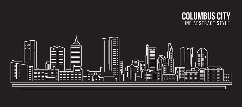 Cityscape Building Line art Vector Illustration design - Columbus city