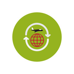 stylish icon in color circle airplane arrows Planet 