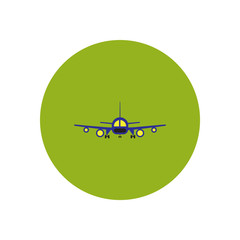 stylish icon in color circle travel airplane
