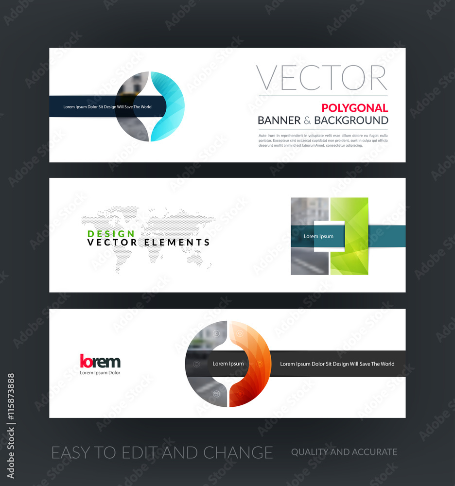 Canvas Prints vector set of modern horizontal website banners with circle, squ