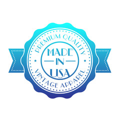 Made in USA, vintage badge isolated on white