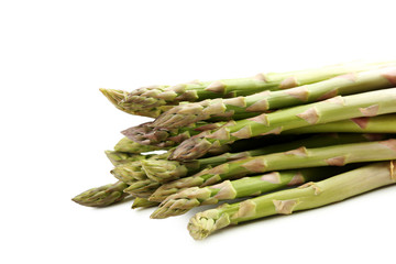 Fresh green asparagus isolated on a white