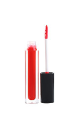 Red lip gloss isolated on a white