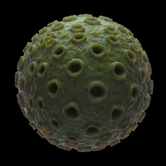 3d rendering molecule or germ concept with embossed and displaced surface, isolated object