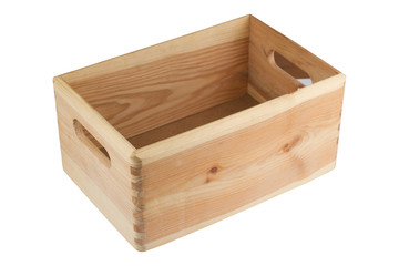 empty wood crate with handles