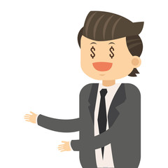 flat design happy businessman with dollar sign eyes icon vector illustration