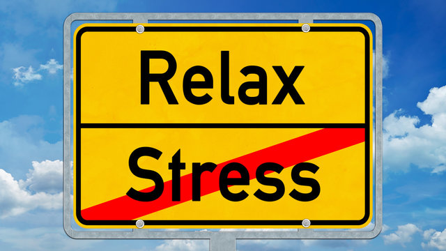 osg10 OrtsSchildGrafik osg - Ortsschild mit der Aufschrift relax und stress - 16zu9 g4529