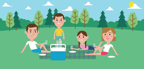 Illustration Of Family Enjoying Picnic In Park Together