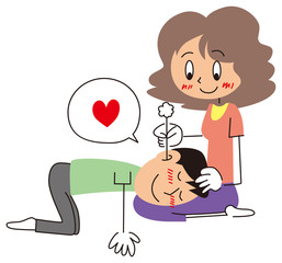 耳かきをする女性