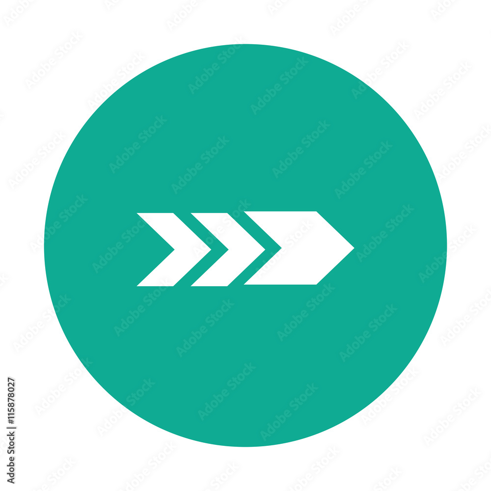 Poster flat design arrow pointing right inside circle icon vector illustration