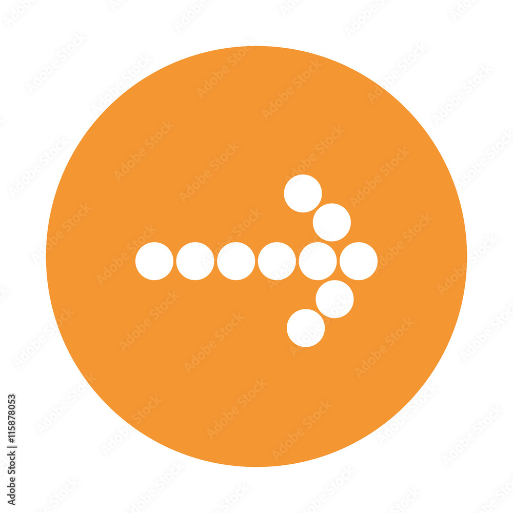 Poster flat design arrow pointing right inside circle icon vector illustration