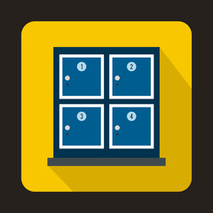 Cells for storage in the supermarket icon in flat style on a yellow background