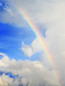 beautiful blue rainbow sky and cloud background