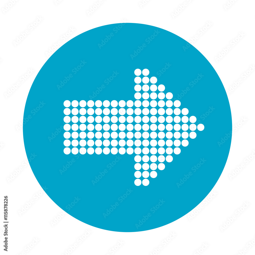 Poster flat design arrow pointing right inside circle icon vector illustration