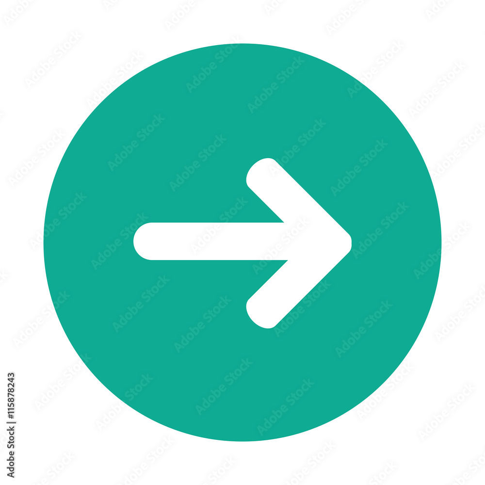 Poster flat design arrow pointing right inside circle icon vector illustration