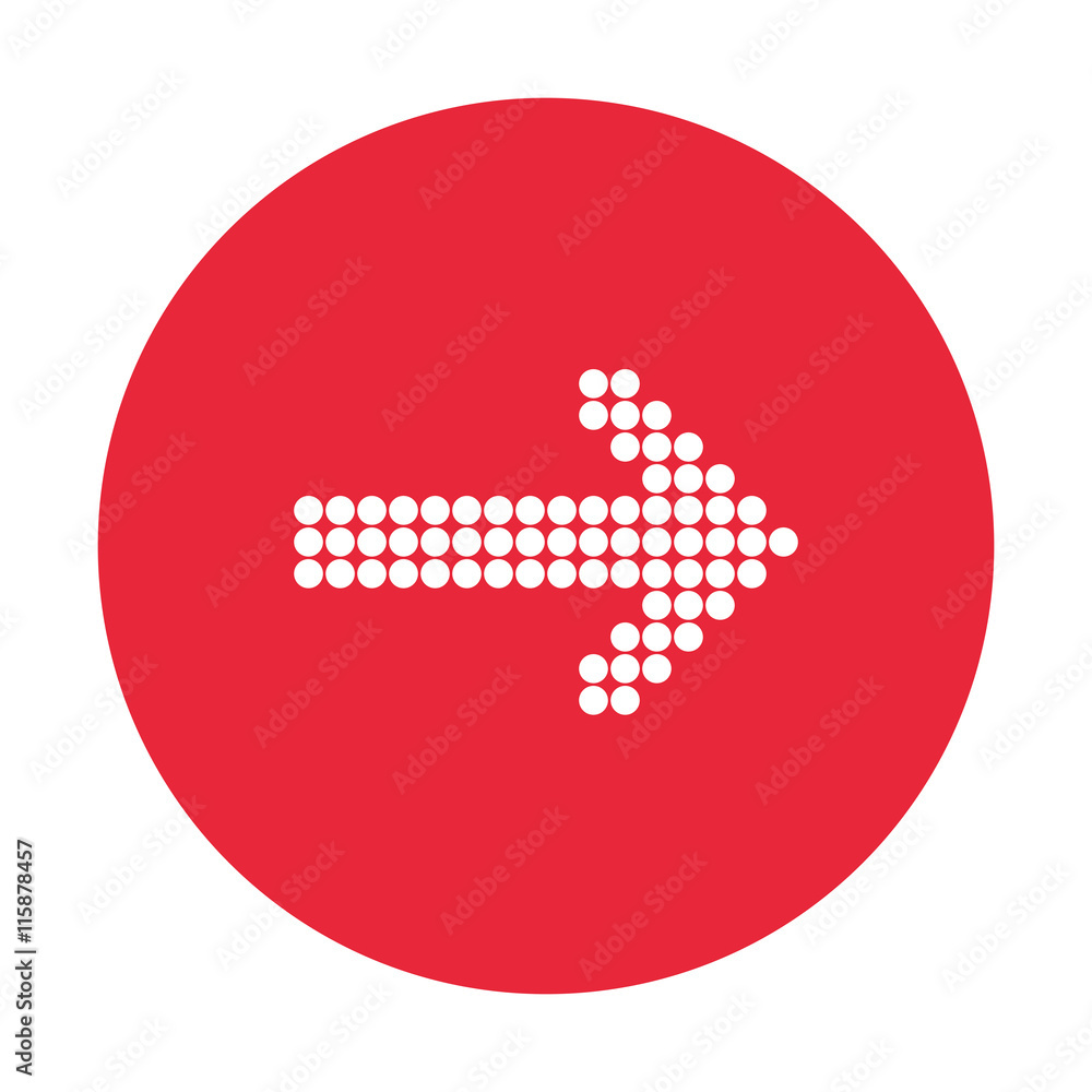 Poster flat design arrow pointing right inside circle icon vector illustration