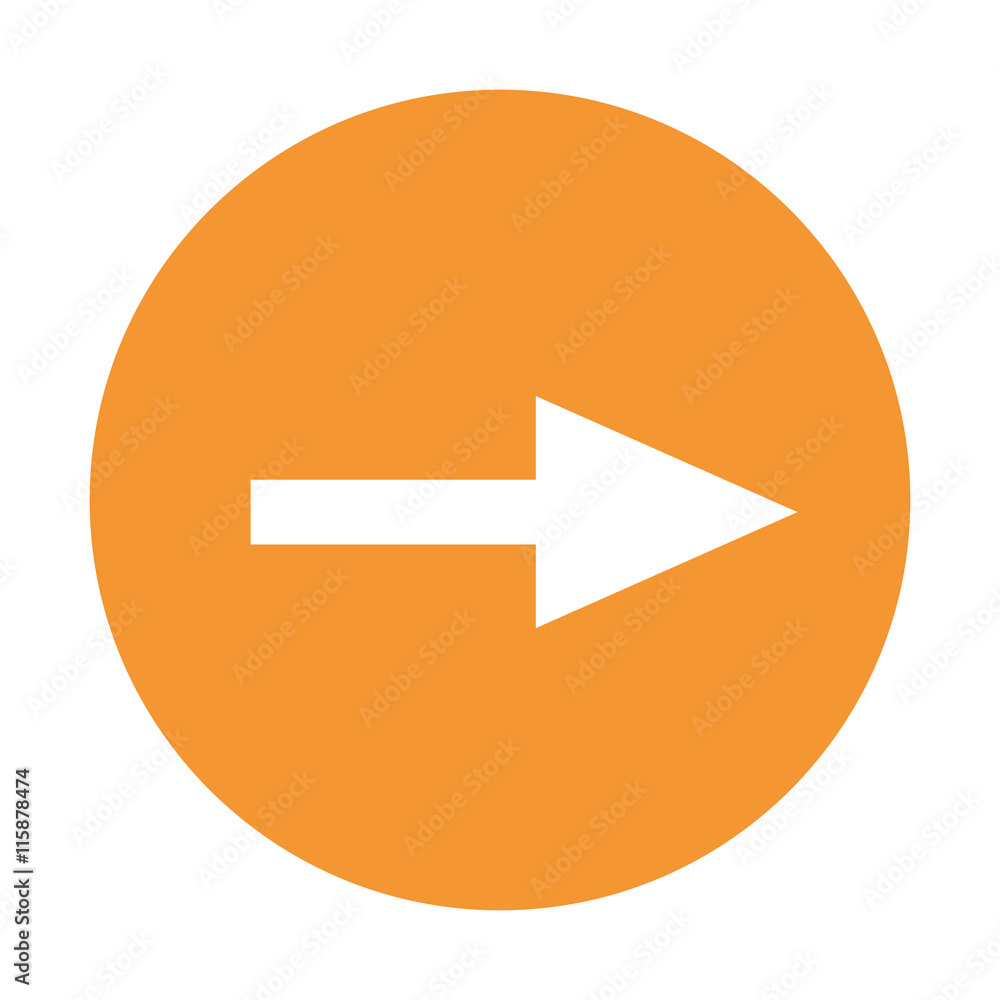 Poster flat design arrow pointing right inside circle icon vector illustration