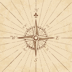 Obraz premium Vector Antique Grunge Compass Rose