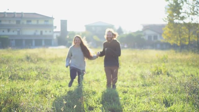 Running in meadow