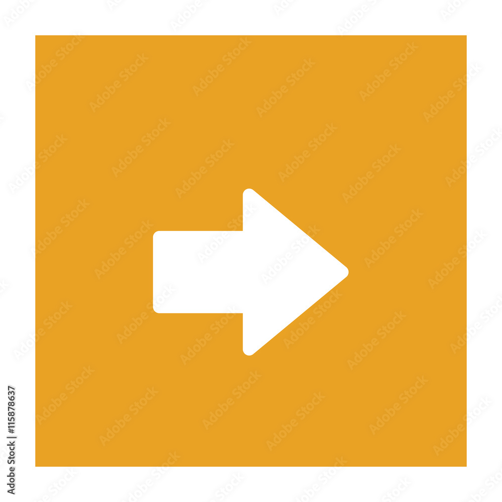 Poster flat design arrow pointing right inside square icon vector illustration