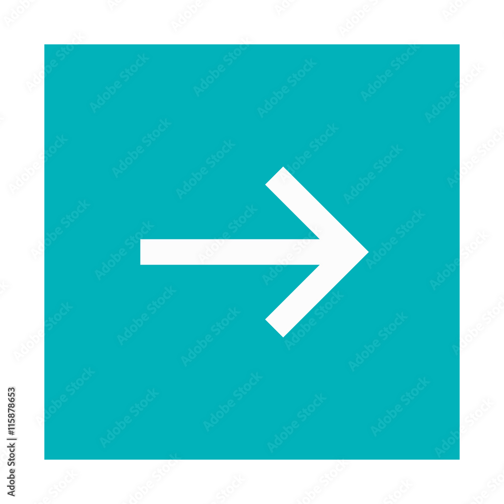 Aufkleber flat design arrow pointing right inside square icon vector illustration