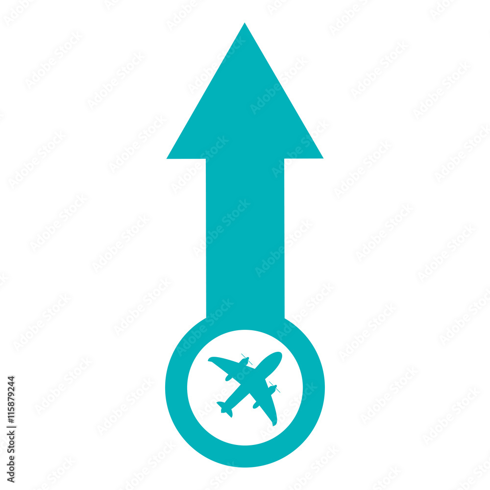 Poster flat design arrow pointing up with airplane icon vector illustration