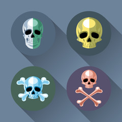 Skull and bones set flat style. Digital vector image