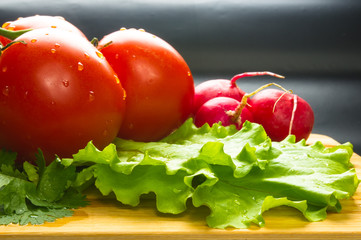 stilllife - tomatoes, cucumbers, lettuce