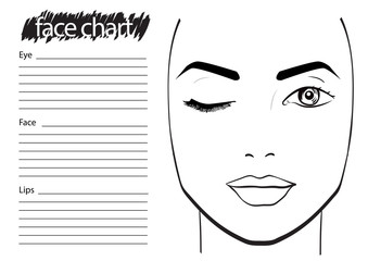 Face chart Makeup Artist Blank. Template. Vector illustration.