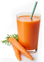 Glass of fresh carrot juice