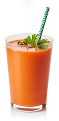 Glass of fresh carrot juice