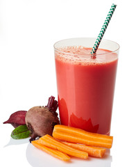 Glass of fresh carrot - beetroot juice