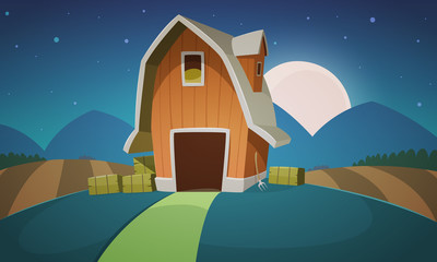 Naklejka premium Night Farm Landscape 