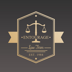 Law Firm vintage logo, badge, sign, gold on dark