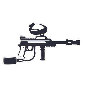 Paintball Gun Isolated On White, Vector Illustration