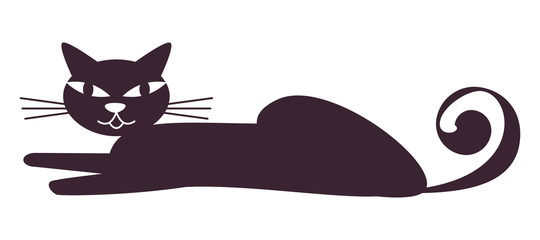 lying down cat - vector