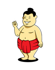 cute young kid sumo wrestler fighter character