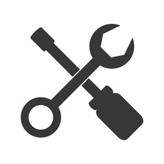 flat design screwdriver and wrench icon vector illustration