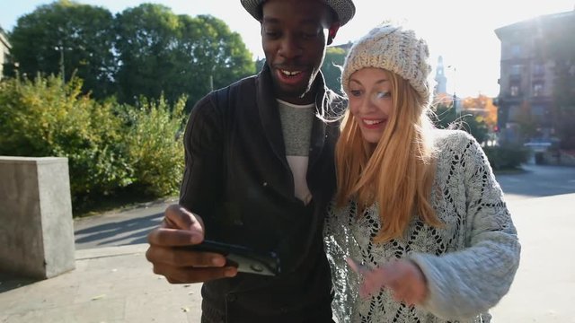 Couple with smart phone