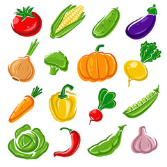 Collection of vegetables set. Vector illustration